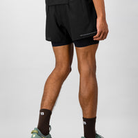 Venture Men's 2-in-1 Run Short - Black