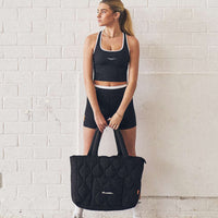 Quilted Tote Bag - Black